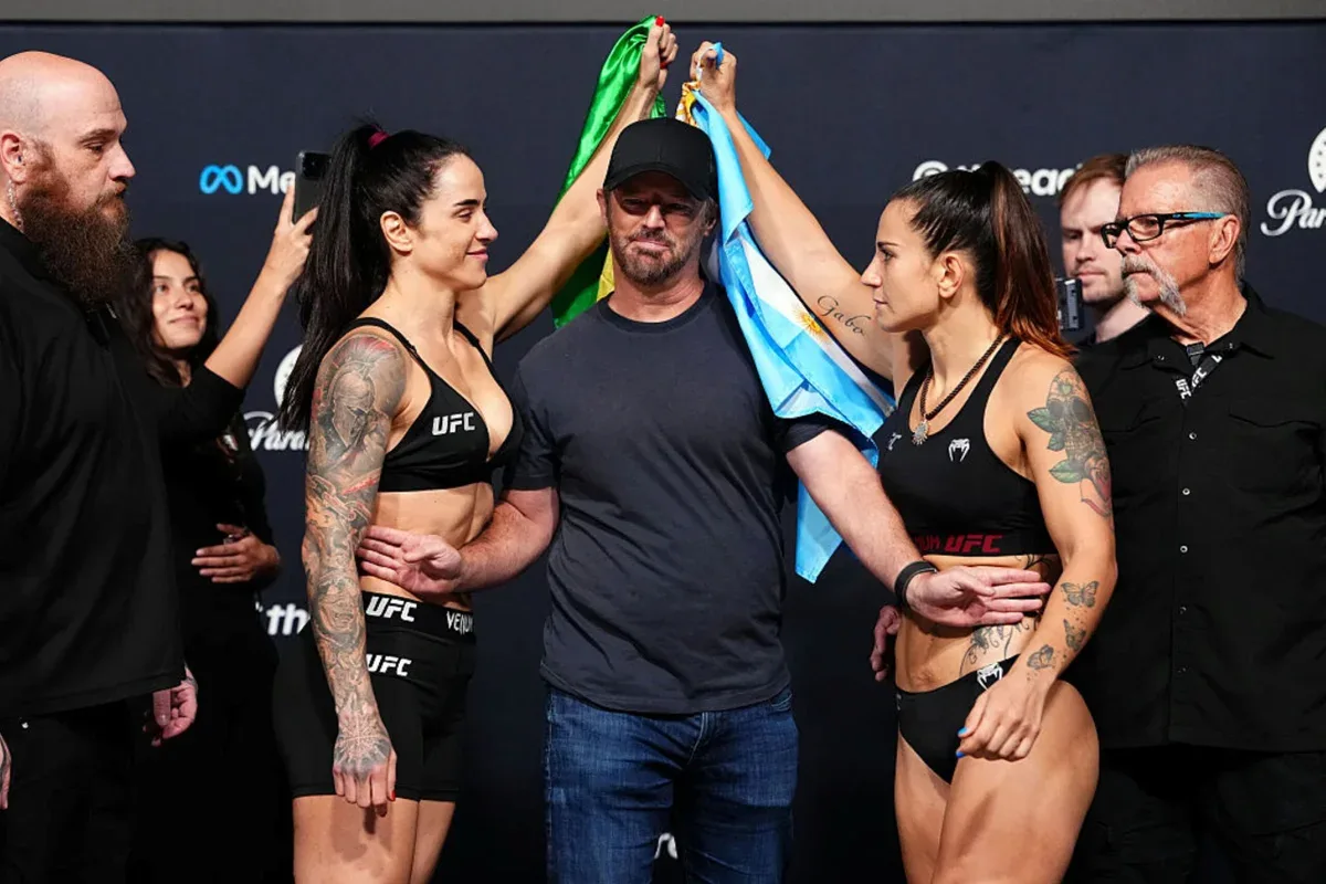 Norma Dumont provoca Ailín Pérez com preservativos e dinheiro antes do UFC Vegas 121