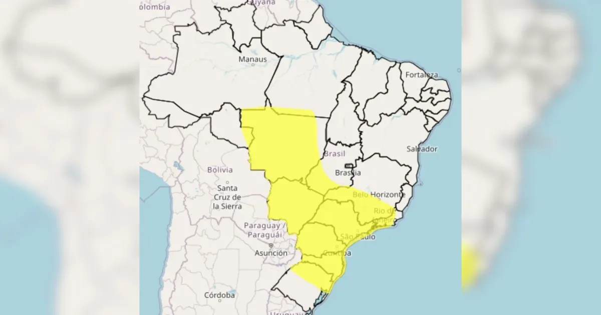 Alerta do Inmet prevê chuva forte e granizo em quatro regiões na quarta-feira