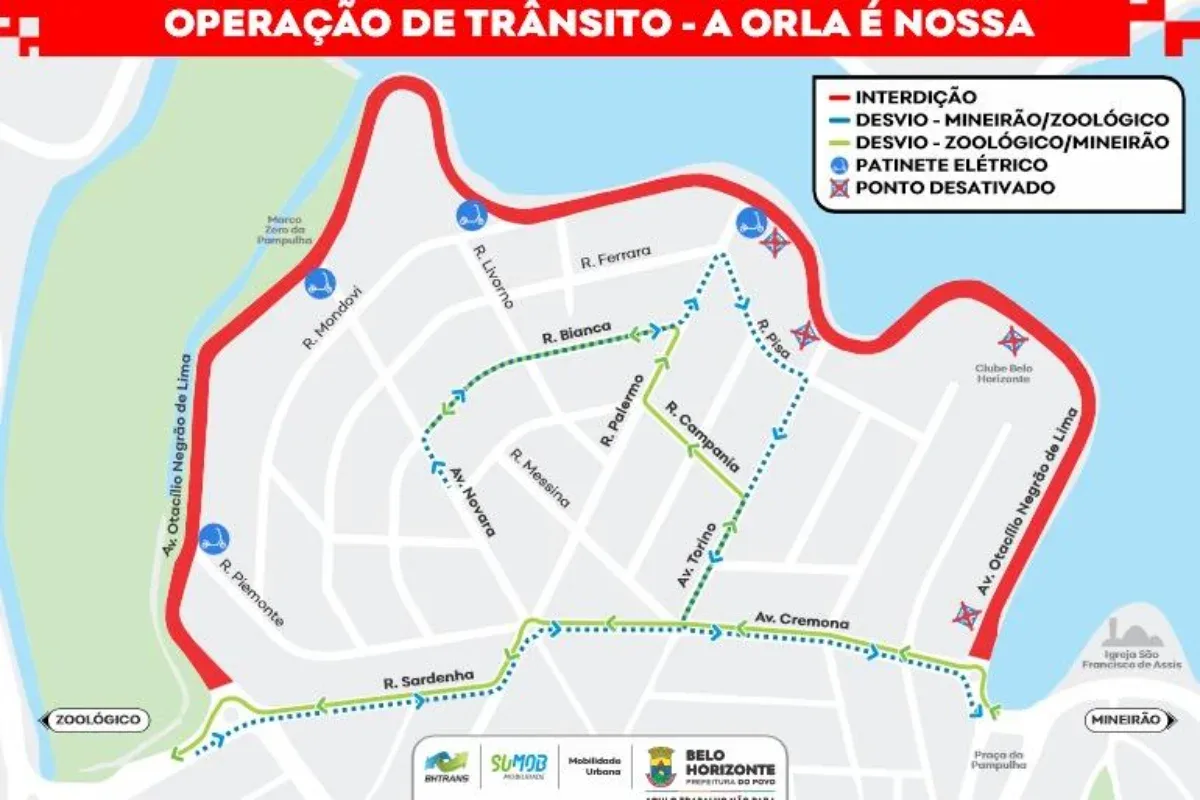 Pampulha reserva avenida para caminhadas e bicicletas aos sábados