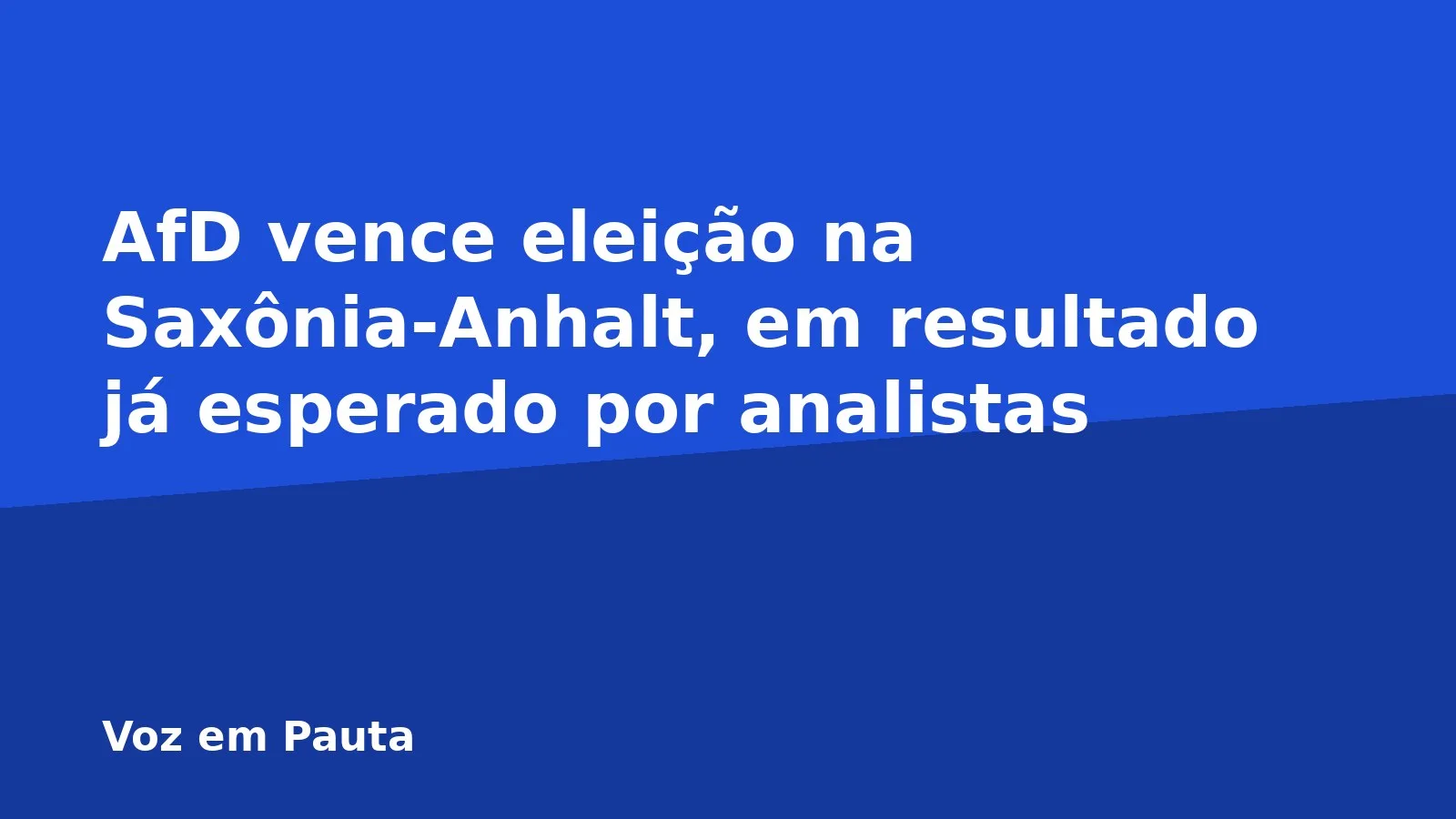 AfD vence eleição na Saxônia-Anhalt, em resultado já esperado por analistas