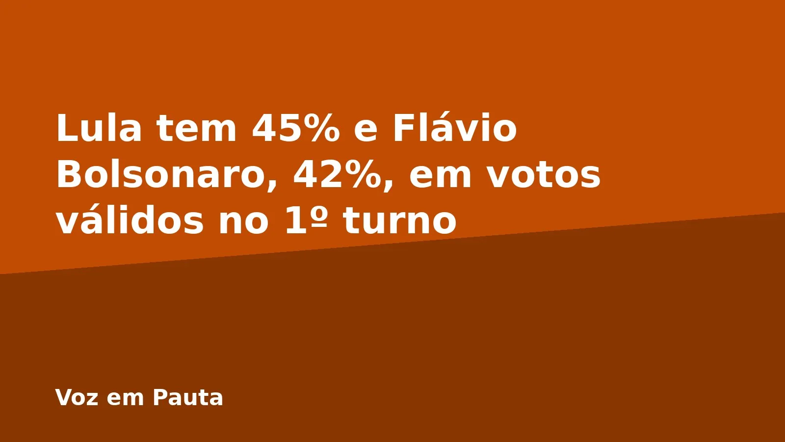 Lula tem 45% e Flávio Bolsonaro, 42%, em votos válidos no 1º turno