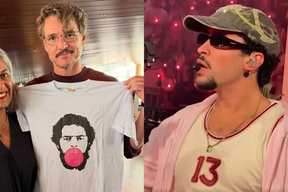Imagem de Lula aparece em registro com Pedro Pascal; Bad Bunny usa número 13