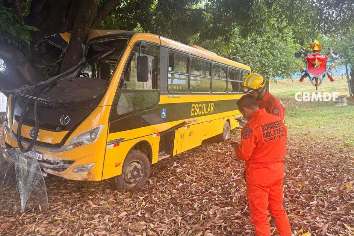 Acidente com ônibus escolar deixa duas crianças encaminhadas a hospital no DF