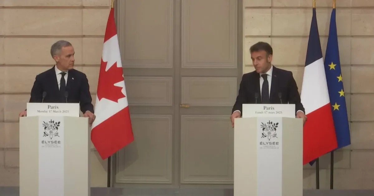 Macron visita território francês no Canadá e se reúne com Mark Carney
