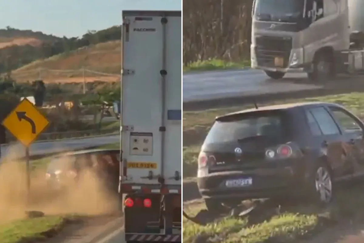 Ocorrência na BR-040 termina com carro no canteiro central em Contagem