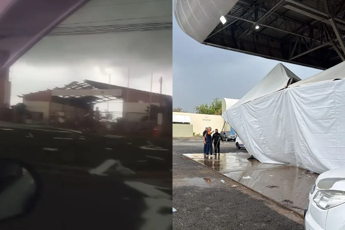 Chuva e vento danificam estação dos bombeiros e causam quedas em duas cidades de SP