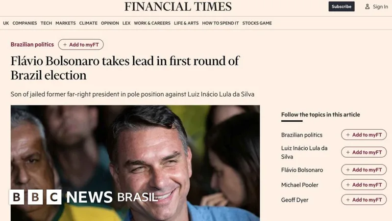 Vitória de Flávio Bolsonaro sobre Lula surpreende cobertura internacional
