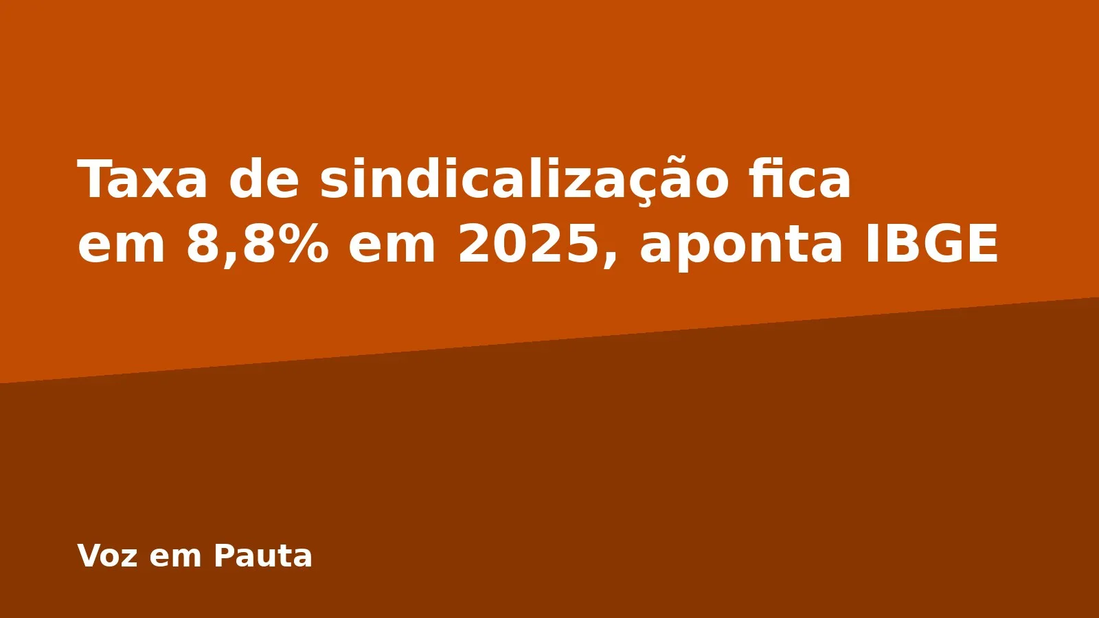 Taxa de sindicalização fica em 8,8% em 2025, aponta IBGE