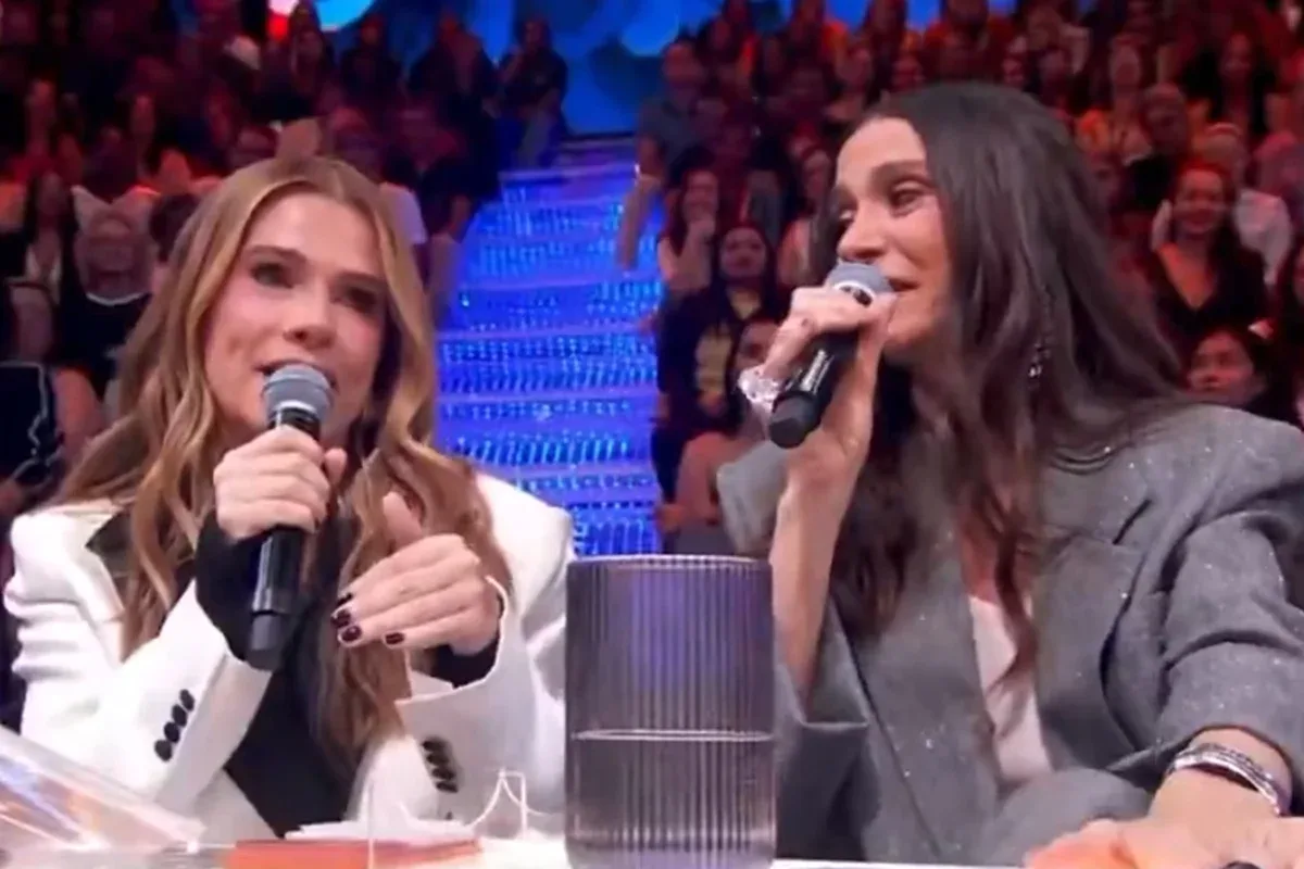 Brincadeira no Domingão envolve Clara e Júlia, filhas de Ingrid e Mônica