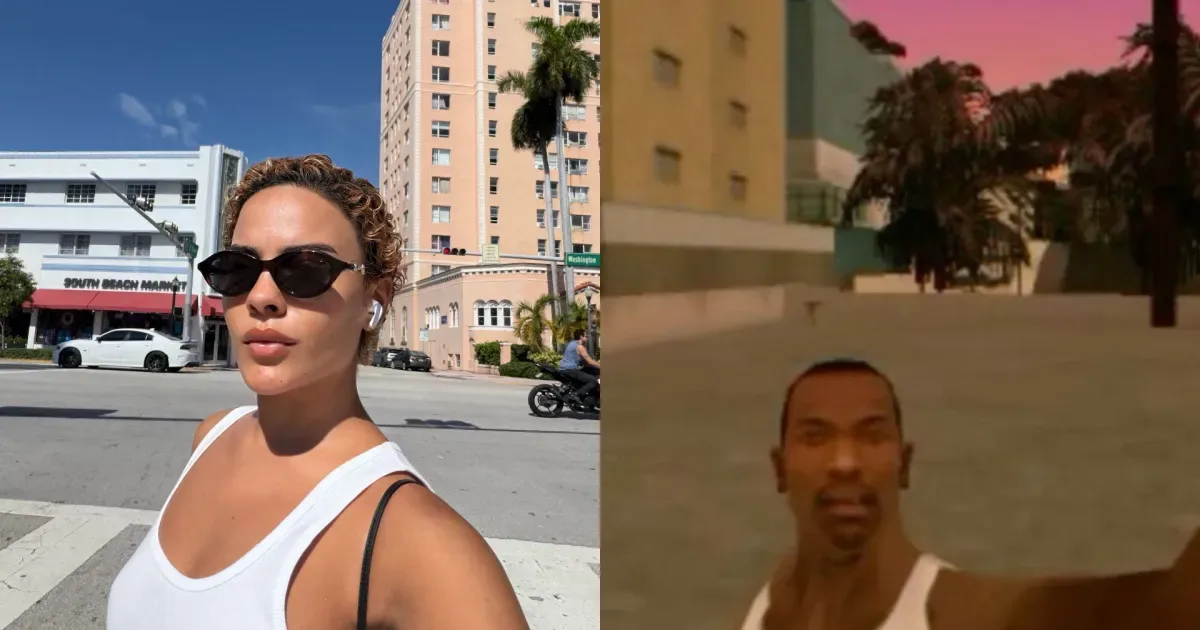 Bella Campos exibe cabelo curto em Miami e associa visual ao universo de GTA
